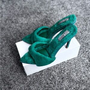 Cape Robbin Green Heels with Open Toe and Twisted Straps